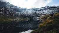 Lake and mountains.